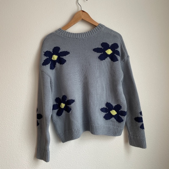 Rails Blue Floral Crew Neck Sweater - Picture 6 of 7